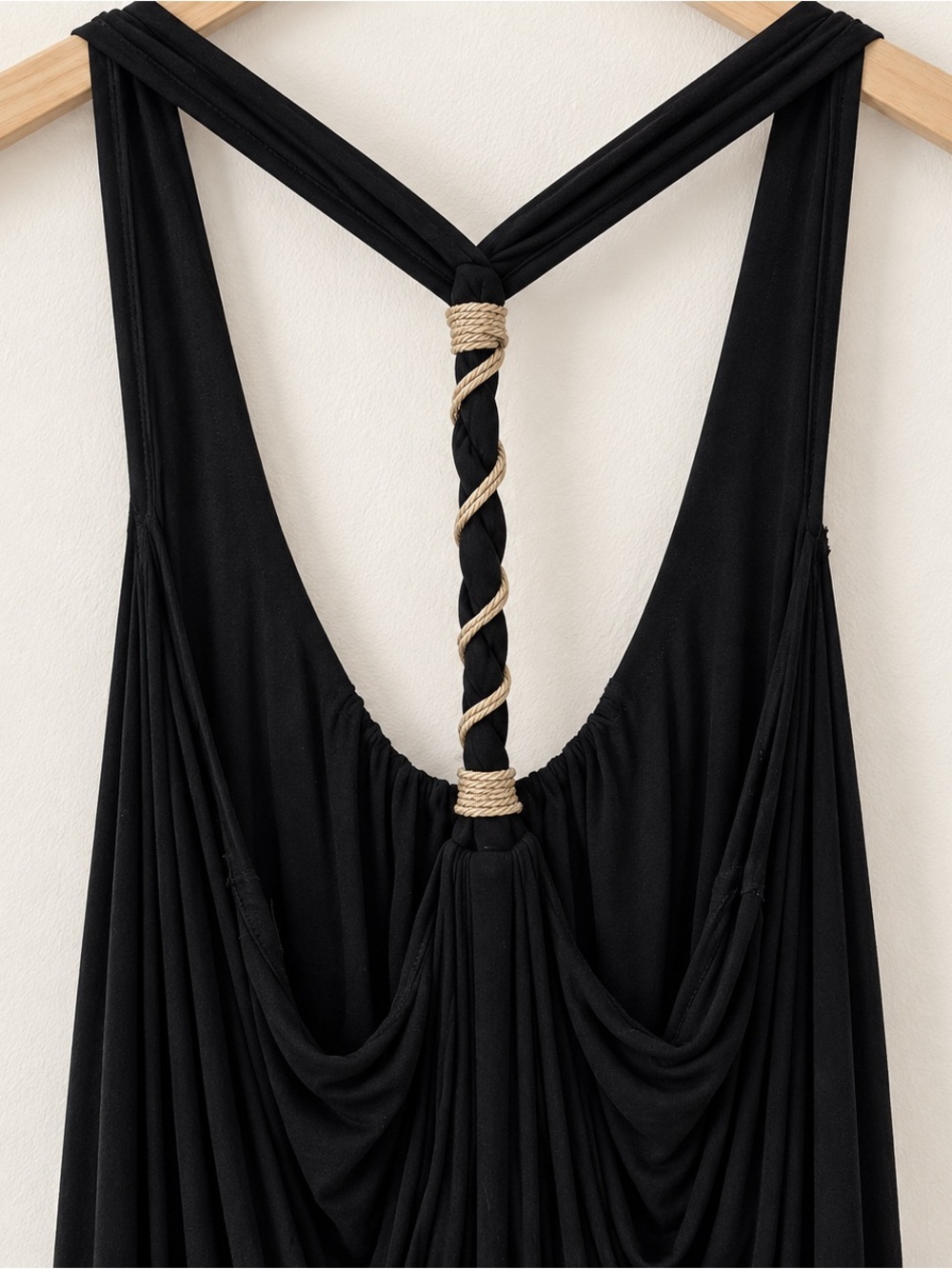 Ella Moss Black Tank Top with Braided Rope Back